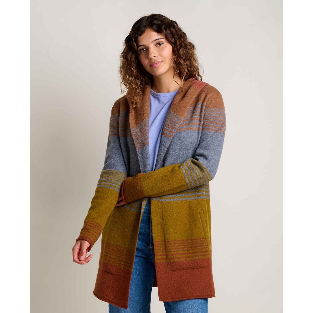 Toad&Co Women's Small Coyote Ombre Merino Wool Heartfelt Hoodie Cardigan HR7-40